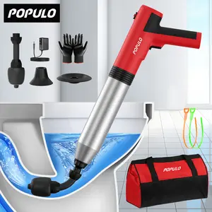 POPULO Electric Toilet Plunger Swift High Pressure Drain Unclogger Plungers for Bathroom, Floors, Shower Heavy Duty Versatile Home Toilet Clog Remover