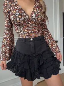 Hadley Ruffled Denim Mini Skort Hadley Ruffled Denim Mini Skort