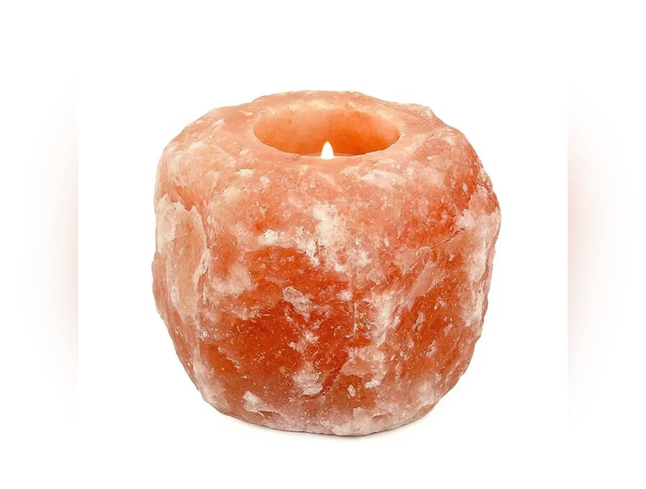 Himalayan Pink Salt Tea Light Holder by Pride of India – Salt Candle Holder – Room Décor Item – Great for Creating an Ambiance – Ideal for Home & Spa Uses – Natural Shape