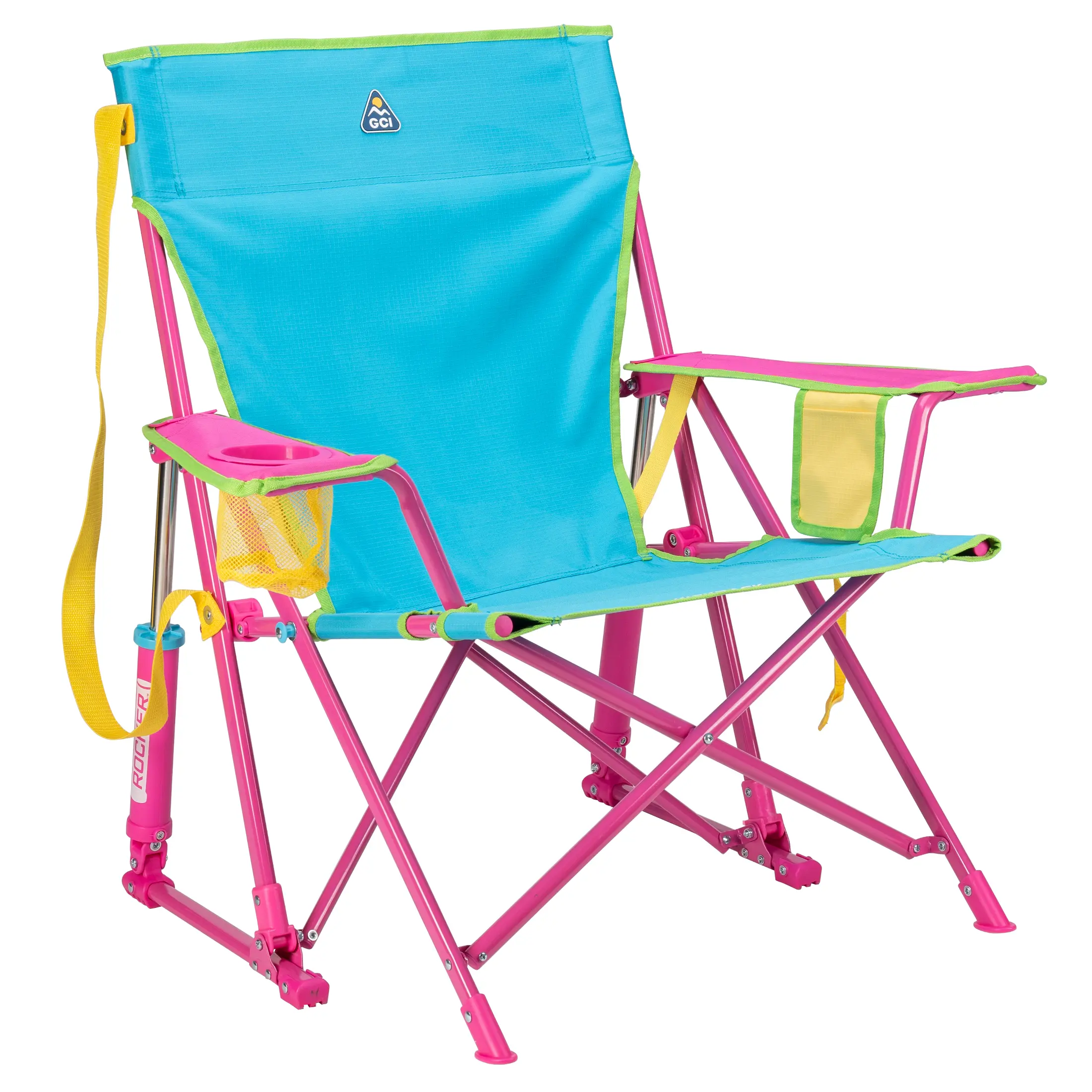 GCI Outdoor Kickback Rocker Low Profile Rocking Camp Chair, Blue Retro