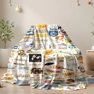 Gilmore Girls Luke’s Diner Coffee Cup Pattern Comfy Bedding Blanket, Gilmore Girls TV Show Foodie Themed Flannel Blanket,Soft Warm Napping Blanket for Home Office Travel Camping