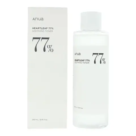 Anua Heartleaf 77% Soothing Liquid Toner 250ml - Gentle Daily Calming Toner for Sensitive, Acne-Prone Adults, with Hyaluronic Acid, Willow Bark Extract to Hydrate, Reduce Redness and Refresh