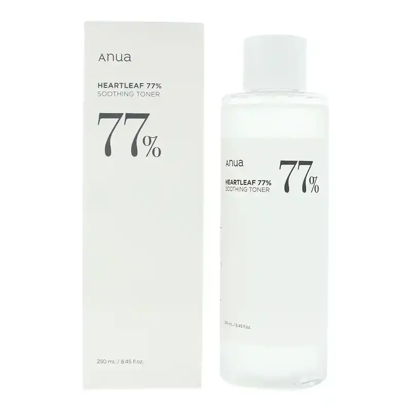Anua Heartleaf 77% Soothing Liquid Toner 250ml - Gentle Daily Calming Toner for Sensitive, Acne-Prone Adults, with Hyaluronic Acid, Willow Bark Extract to Hydrate, Reduce Redness and Refresh