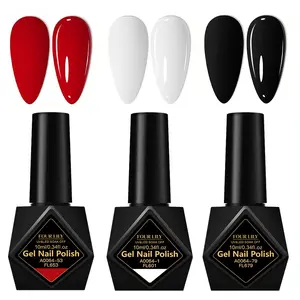 FourLily 3PCS Dark Rose Color Nail Gel Polish Set, New Popular Red White Black Soak Off UV Gel Nail Polish, DIY Manicure Set for Home, Night Rose Colors Nail Art Set, Perfect for Beginners & Home Manicures, Great Gift for Women & Girls, Gel Polish Kit