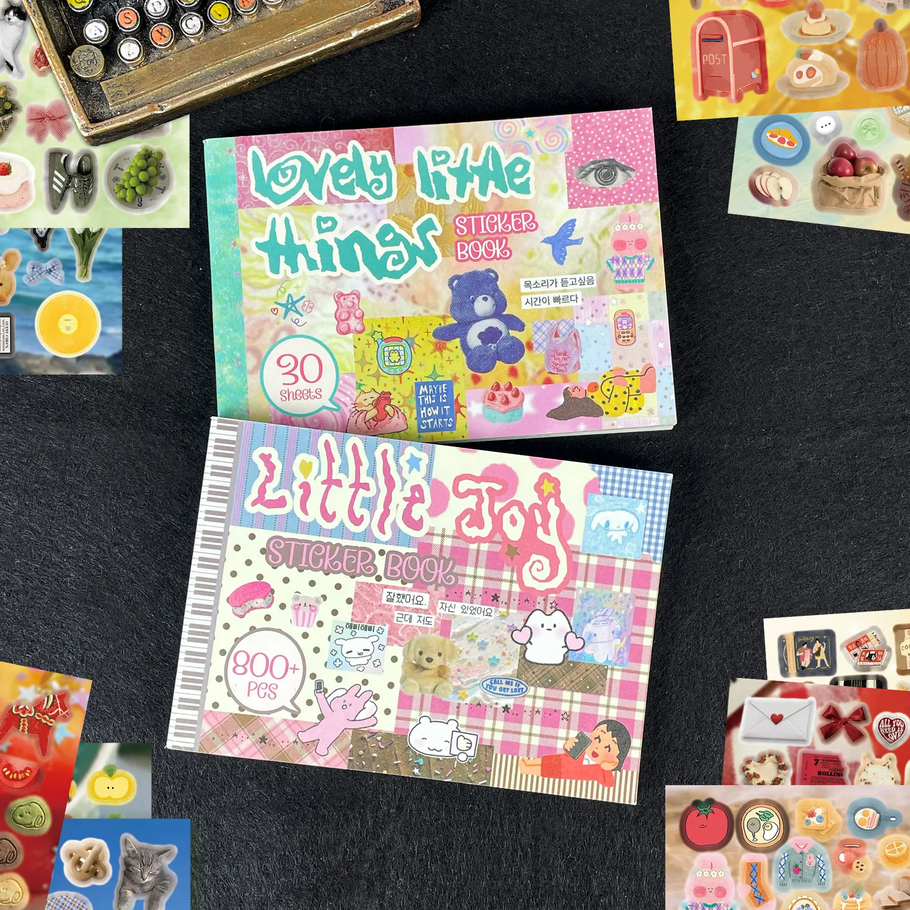 PRSTINCOL Korean Cute Sticker Book - 30 Sheets Aesthetic Decorative Decals, DIY Scrapbooking & Journaling Supplies, Kawaii Accessories for Smartphones, Planners & Cases, Cute Stickers, Sticker Books