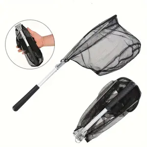 Fishing Net with Long Durable Extendable Handle, Foldable Nylon Mesh, Suitable for Freshwater and Saltwater, Extends to 19 Inches