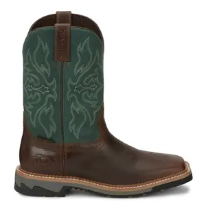 Justin Original Workboots Mens Bolt 11 Inch Waterproof Soft Toe  Work/Duty - Brown, Green