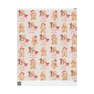 Gingerbread Cookies Wrapping Paper Holiday Christmas Baking Pattern 90 gsm Fine Art Paper High Definition One Sided Print Matte or Glossy Finish