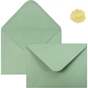 50 PCS Sage Green Colorful A7 Envelopes with Stickers, 5x7 Envelopes for Greeting Cards, Invitations, Wedding, Birthday, Baby Shower, Graduation