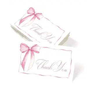 40 Charming Pink Bow Thank You Cards, Handwritten Greeting Cards, 4*6 Inches, DIY Decor for Mother's Day, Graduation, Wedding, Small Business Cards, Note Cards - Suitable for Online Retail, Customer Support, Gift Wrapping, Graduation Stationery,