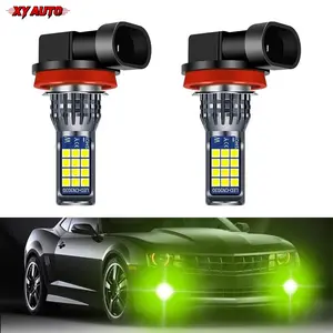 2Pcs H8 H9 H11 Super Bright Green Lemon LED Fog Light Bulbs, 24LEDs 3030 Chips Replacement DRL Fog Lights, Compatible with Cars Trucks SUVs Vans, 12-36V Automotive Lighting Accessories