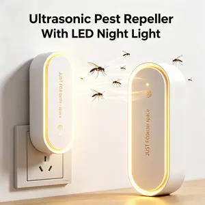 Ultrasonic Pest Repeller, Plug-in Electronic Insect Repellent with Night Light, Indoor Ultrasonic Deterrent for Insects, Roaches, Mice & Other Pests, Comes with Replaceable Aroma Refill Tablets