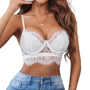 Avidlove Lace Bralettes for Women Y2k Strap Bustier Cami Top V Neck Camisole Lingerie