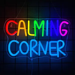 Calming Corner Neon Sign, Neon Accent Lights for Wall Decor, Library, Safe Space Classroom, School Counselor Office, Calm Down Corner Decorations for Classroom Preschool, Boho Classroom Decor, USB Powered