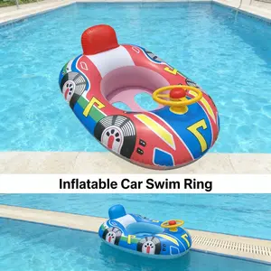 Racing Car Shaped Inflatable Pool Float, Racing Style Appearance, Interactive Steering Wheel Design, Thickened PVC, Fun Float for Summer Water Play, Pool Activities, Inflatable Pool Floaters