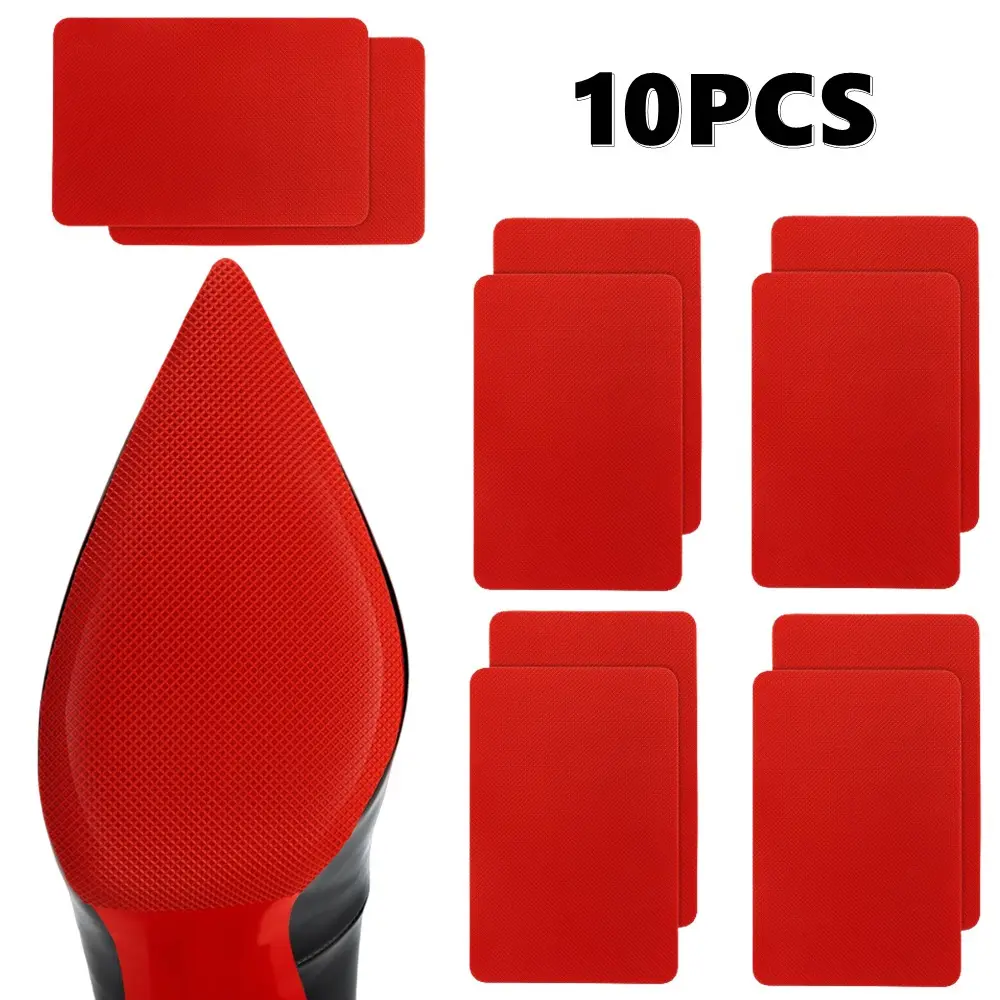 Red Shoe Sole Protectors, 10 Pieces Self-Adhesive Silicone Pads for High Heels, Trim-to-Fit Anti-Slip Grip for Footwear Wear Protection, Protector For Shoes, Can Be Trimmed To Fit
