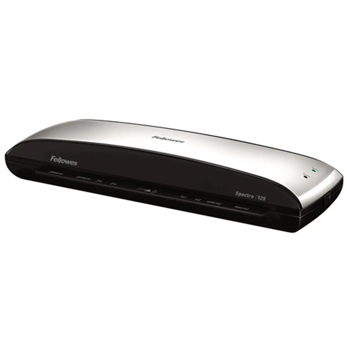 Fellowes Spectra 125 Laminator with Pouch Starter Kit, Silver & Black, 7.690" h x 3.940" w x 19.500" d, Auto Shut Off, Energy Efficient, Hot Lamination, Occasional Use, Plastic, Prevents Overheating, Yes, Re-Centering Or Removal