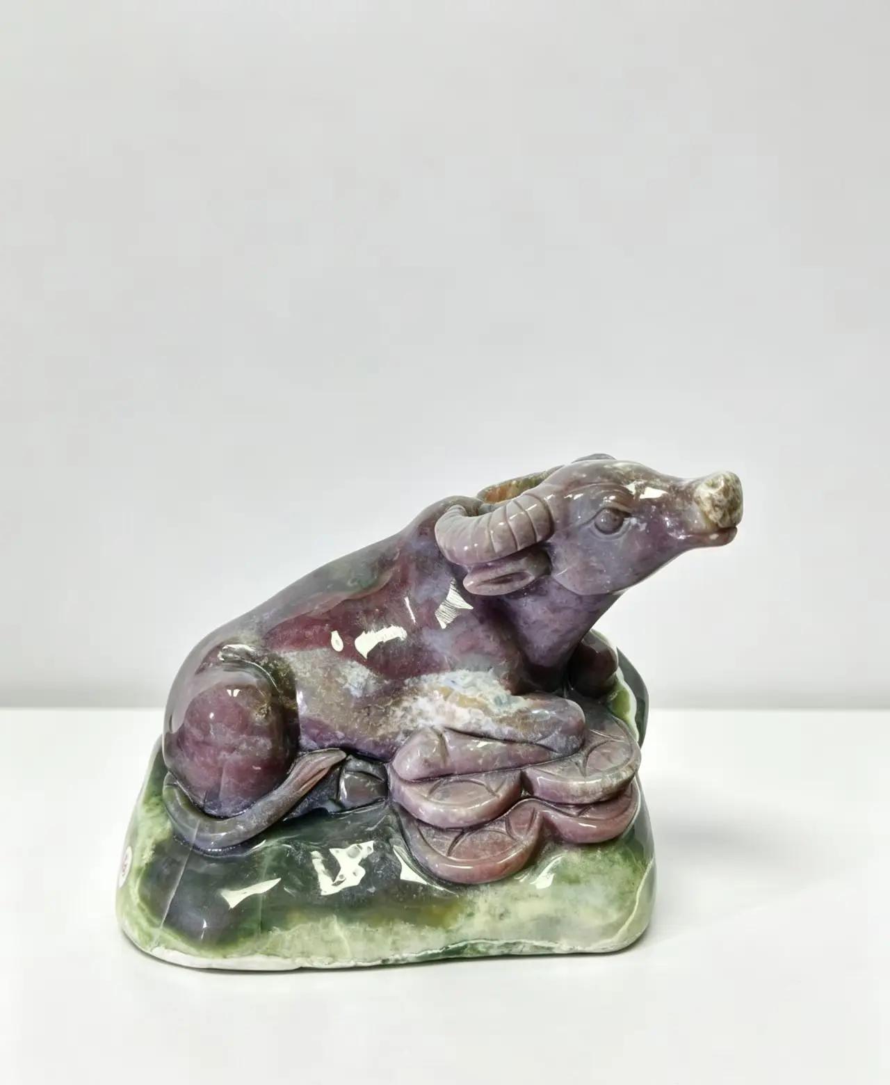 Ocean Jasper Crystal Buffalo Carving Decor