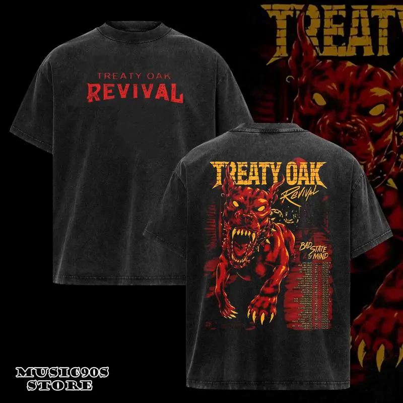 TREATY OAK REVIVAL Bad State Of Mind Tour Pt 2 2025 Graphic Tee, Treaty Oak Revival Rock Band T-Shirt, Alternative Band Music Merch, Vintage 90s Grunge Aesthetic Shirt, Trending Oversized Prints Tee