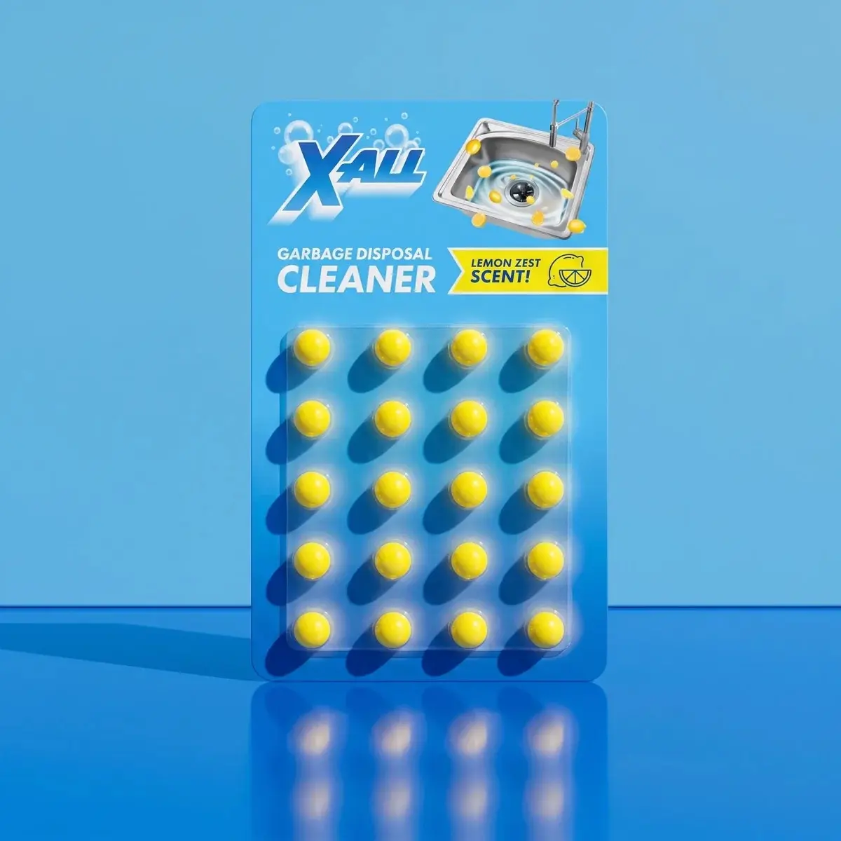 X-All Garbage Disposal Cleaner | Lemon Zest Scent | Eliminates Odor-Causing Buildup & Grime | Easy Cleaning Formula | 20 Treatments Per Product