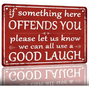 Funny Metal Tin Sign Man Cave Decor Vintage Bar Signs For Home Bar Kitchen Counter Signs Garage Yard Door Rules Wall Decor Office Decor For Men If Something Here Offends You Sign Please Let Us Know We