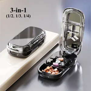 New Upgraded 3-in-1 Pill Cutter,Adjustable Pill Cutter Splitter for Cutting Multiple Pills, 1/2 1/3 1/4 Pill Cutter Splitter for Small and Tiny Pills with Precise Alignment Functionality