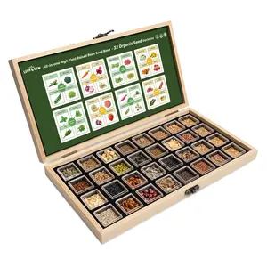 LUSH&DEW Year-Round USDA Zone 7 Seed Bank - 32 Organic Seed Varieties for All Seasons Gardening with Seasonal Synchrony