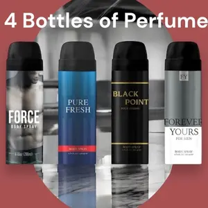 Valentine's day gift, 4 bottles of Body Spray Aerosol Display 6.76Floz Men, Gift for man, Scented Perfume, Variety Fragrance Gift Premium Fragrance