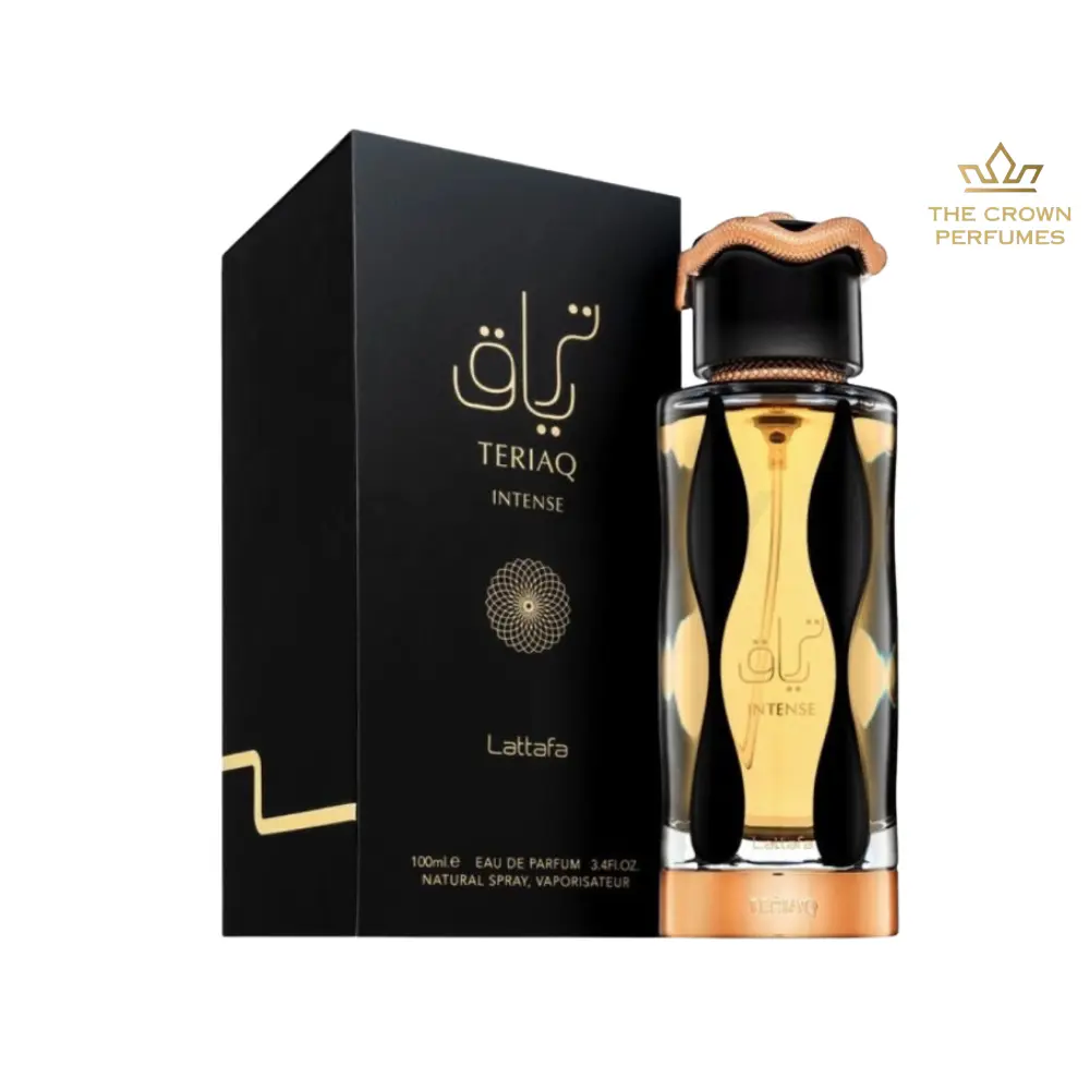 Lattafa Teriaq Intense Eau de Parfum, Long-Lasting Oriental Spicy Unisex Fragrance with Notes of Amber, Plum Liqueur, and Cinnamon, 100ml (3.4 oz), Rich, Warmth