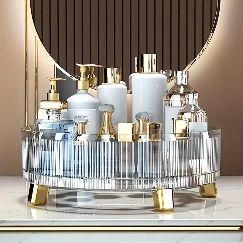 Makeup Perfume Organizer Tray 360 Degree Rotating Lazy Susan Skincare Lotion Organizer Spinning Cosmetics Storage for Dresser, Vanity, Bathroom Countertop