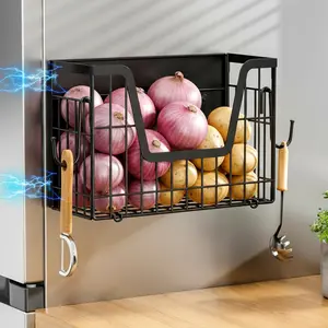 San Dream Strong Magnetic 1-Layer Hollow Spice Rack for Refrigerator, Space-Saving Fridge Organizer with 10 - 15 Kg Load Capacity, Kitchen Organization Storage Holder (1PC & 2PCS Options)