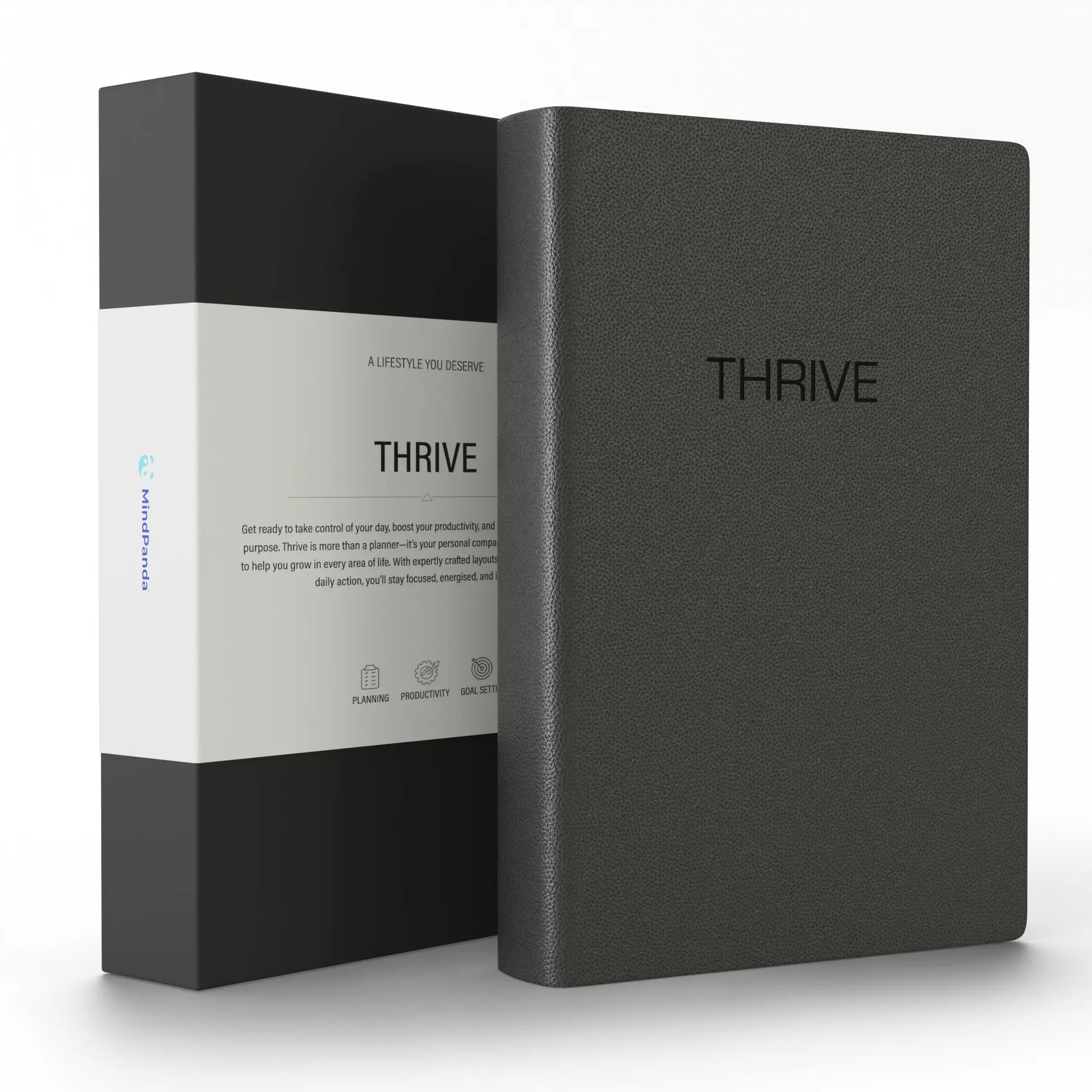 MindPanda Thrive Productivity Planner – 90 Day Undated A5 Goal Setting Journal & Daily Organizer | Weekly Monthly Layouts for Work, Study & ADHD Focus