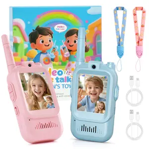 2-piece children's video walkie-talkie cartoon pager set, family toys, New Year gift