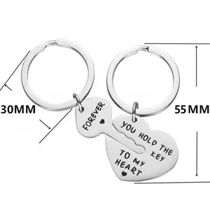 Hot Selling You Hold The key to Couple Stainless Steel Keychain Love Key Tag Chain