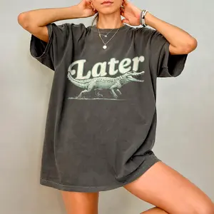 Later Gator Shirt - Distressed Comfort Colors T-shirt Funny Alligator T Shirt Oversized Graphic Tee Indie Tshirt Retro Crocodile Shirt