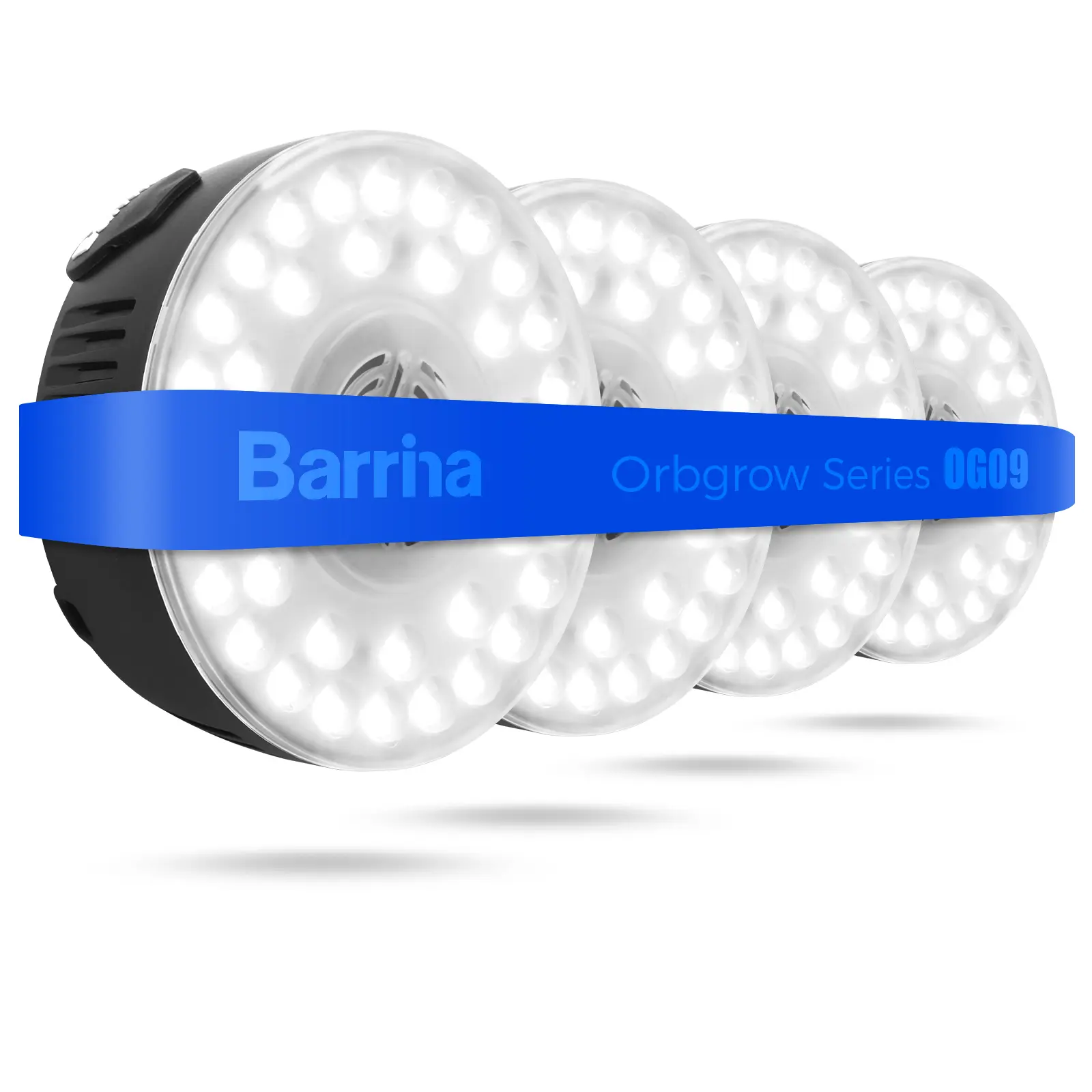 Barrina Orbgrow OG09 Puck LED Grow Light, 5000K 36W(4 x 9W), Full Spectrum, Magnetic & Linkable, Small Grow lamp, 4 Packs, Black