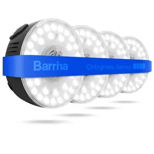 Barrina Orbgrow OG09 Puck LED Grow Light, 5000K 36W(4 x 9W), Full Spectrum, Magnetic & Linkable, Small Grow lamp, 4 Packs, Black