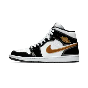 Air Jordan 1 Mid SE "Black Gold Patent Leather" 852542 007 Air Jordan 1 Mid SE "Black Gold Patent Leather" 852542 007