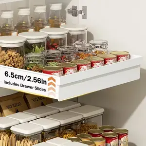 Space-Saving Sliding Storage Rack, Easy Setup Home Kitchen Bathroom Under Sink Cabinet Door Drawer Area, Compact Design Durable Structure