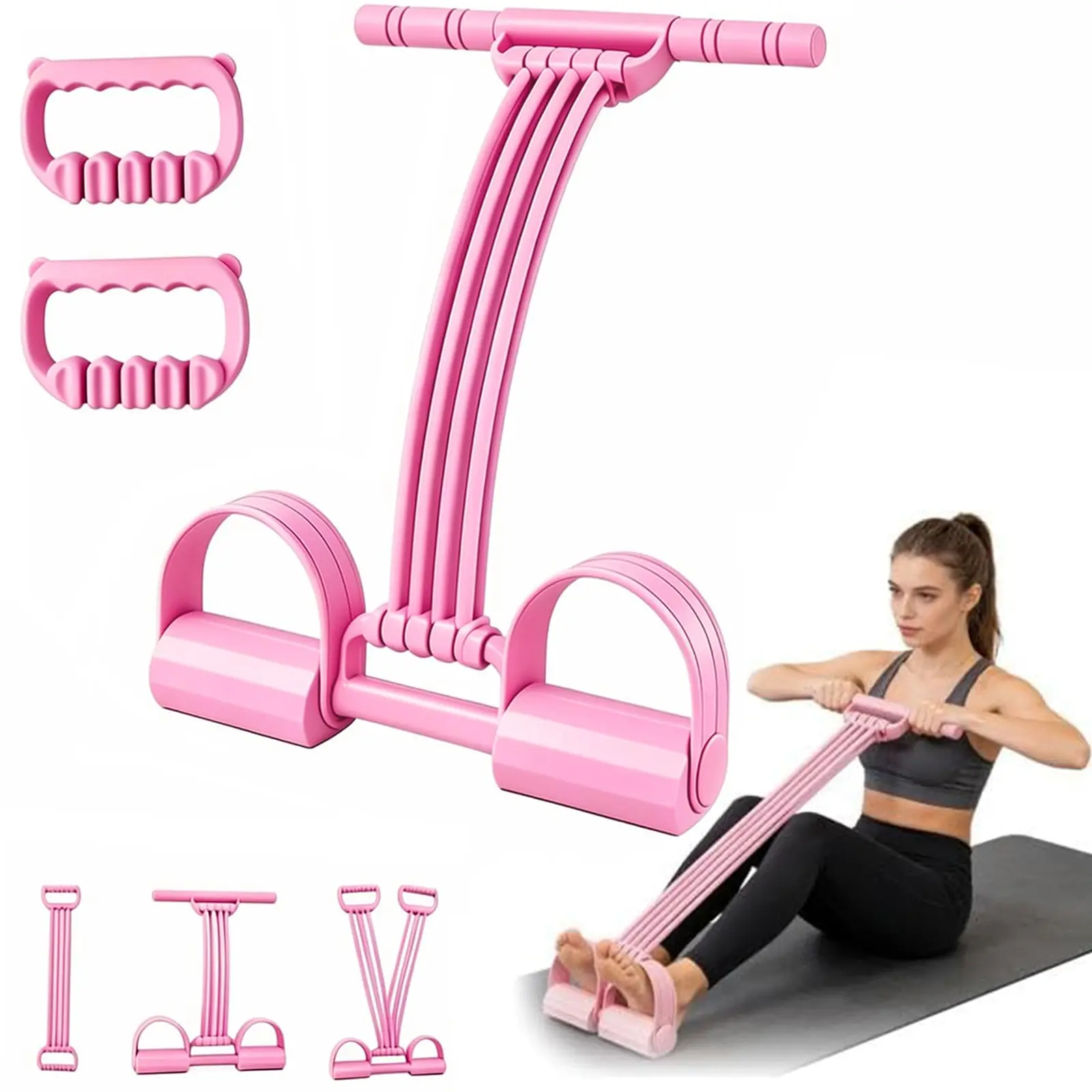 8-Strand Heavy Duty Abdominal Crunch Machine - Fitness Accessories, Non-Slip Foot Pedal, Resistance Bands, Abdominal Exercise Ab Training, Core Strength Training, Sit-Up Assist, Portable Home Workout Gear for Beginners