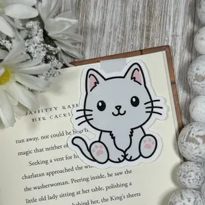 DoodleBug Designs Cat Themed Magnetic Bookmarks - 7 Options to Choose From, 3” Standard Sized, Handmade, Back to School bible bookmark