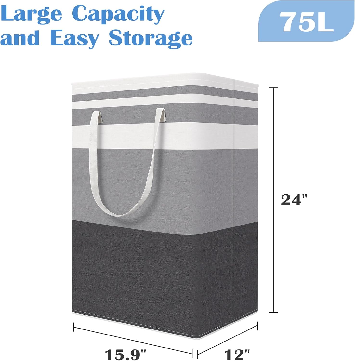 Extra Large Collapsible Fabric Storage Bag with Reinforced Handles, Freestanding Waterproof Laundry Hamper for Bedroom, Dorm, Laundry Room, Travel, or Moving, 75L Gray Gradient Clothes Basket for Towels, Blankets, Quilts, Toys, and Daily Storage Extra Large Collapsible Fabric Storage Bag with Reinforced Handles, Freestanding Waterproof Laundry Hamper for Bedroom, Dorm, Laundry Room, Travel, or Moving, 75L Gray Gradient Clothes Basket for Towels, Blankets, Quilts, Toys, and Daily Storage