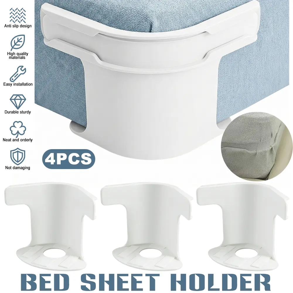 【DealsForYou】4PCS Bed Sheet Holders for Corners, No-Slip Adjustable Invisible Bands Set - Quick Snap-On Design, Stops Sheets from Popping Off, Durable Bedding Accessories