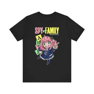 Anya Spy x Family Graphic T-Shirt, Iconic Anime Manga Print, Vintage Acid Washed Heavyweight Cotton, Oversized Y2K Grunge Streetwear, Gothic Retro Aesthetic, Crew Neck Unisex Tee, Casual Daily Lifestyle Wear, Trendy Otaku Fashion Top for Adult Anime Enthu