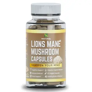 Herb To Body Natural Lions Mane Mushroom | 60 Capsules | Wildcrafted | Vegan Healthcare Supplement Fitness Edible Fitness Edible Dietary