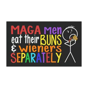 Political Humor Car Magnet - MAGA Men Eat Buns & Wieners Separately, Detachable Mountable for Vehicles, Long Wearing for Everyday Commuting