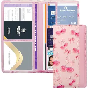 Car Registration and Insurance Holder with Magnetic Closure, Universal Document Organizer for License, Insurance Cards & Glove Box Storage (Cherry-Pink)