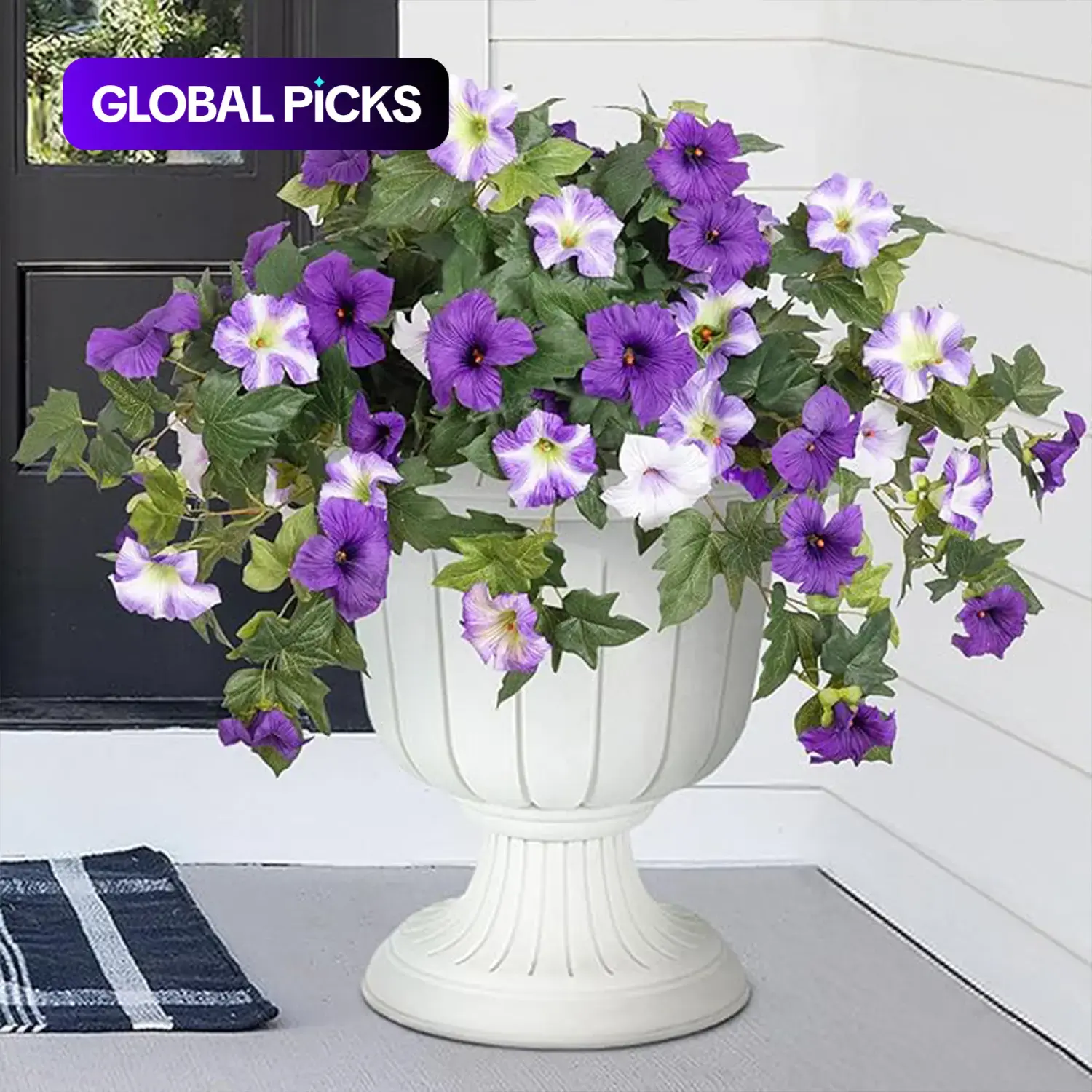 Outdoor Decor Elegant Artificial Plants, 2-Pack Realistic Petunia Silk Flowers, UV Resistant Non-Fading Faux Flower Decorations for Home, Garden, Balcony, Patio, Indoor and Outside Decoration #GLOBAL PICKS