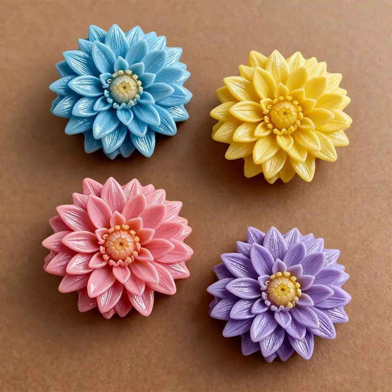 3-Piece Flower Silicone Candle Mold Set - Reusable Round Molds with Large Central Flower and 2 Accent Flowers, Easy to Demold, Suitable for DIY Aromatherapy Candles, Soaps, Resin Crafts, and Plaster Products - Perfect for Weddings, Valentine's Day