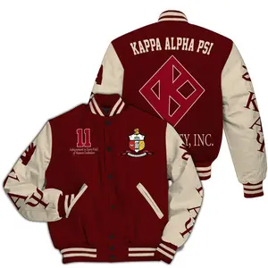 Krimson Cream Kappa Legacy Jacket, Diamond 1911 Achievement Letterman, Personalized Kappa Alpha Psi Greek Apparel, Unique Nupe Brotherhood Coat